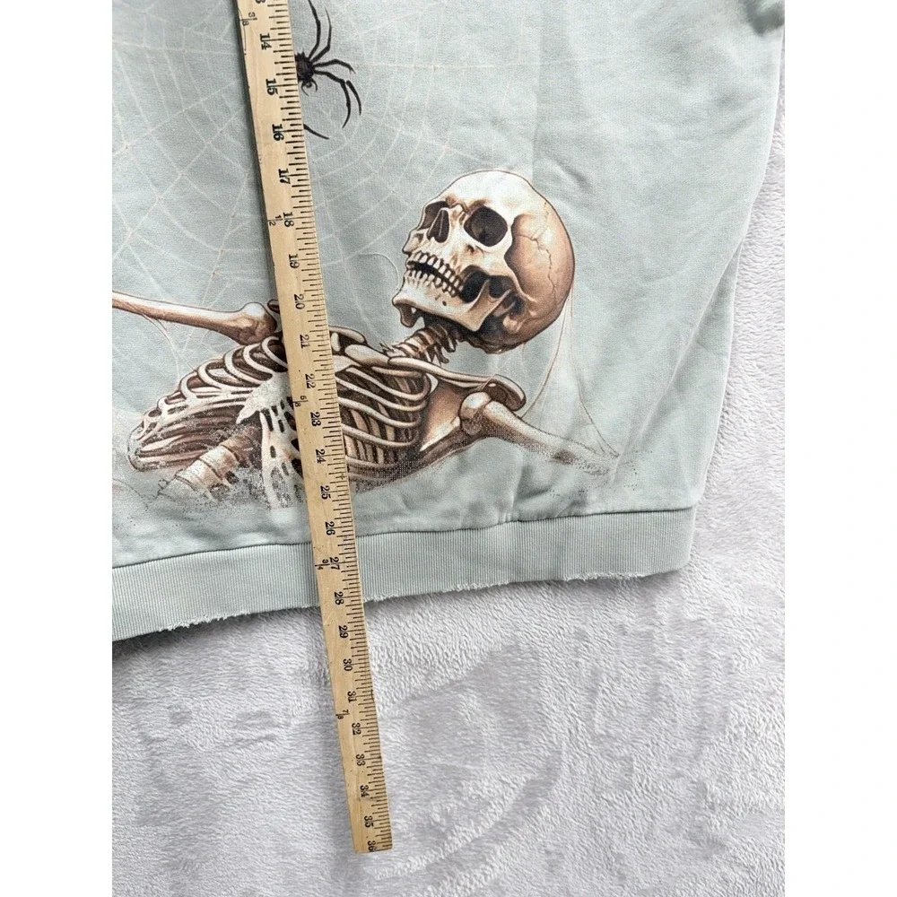 Stray Web Crawler‎ Skull Full Zip Hoodie Mens 2XL Green Spider Y2K Pearls NWT